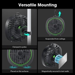 VIVOSUN AeroWave D4, 4” Grow Tent Clip Fan with Detachable Hook, Black,2-Pack