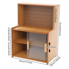 Kitchen Pantry Cabinet Small Storage Cabinet Cupboard with Sliding Glass Doors