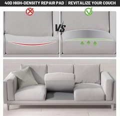 2 Couch Cushion Support for Sagging Seat 20″ X 20″ High Density Curved Foam Sofa