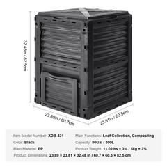VEVOR Garden Compost Bin 80 Gal/300 L Outdoor Compost Bin BPA Free Material