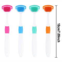 4Pcs Tongue Scraper Tongue Coating Removal Cleaner Oral Removal Silicone Scraper