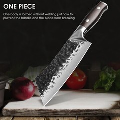 Cleaver Knife Hand Forged Kitchen Knife Hammered High Carbon Steel Chef’s Knife