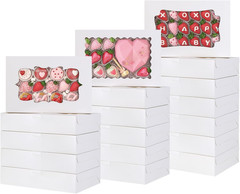 60Pcs Cookie Boxes, 12X8X2.5 Inches 3 Style Bakery Boxes, Treat Containers with