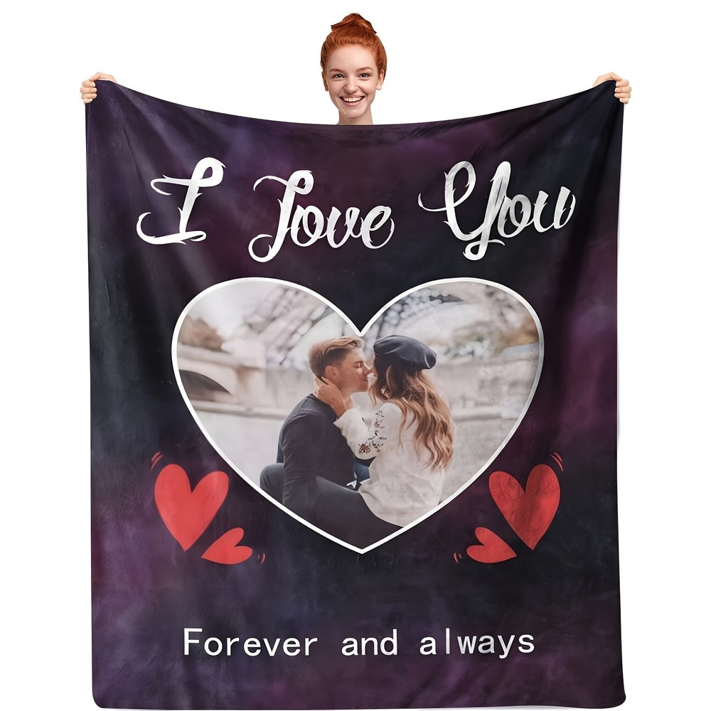 Customized Photo Personalized Valentine’S Day Gift Blanket Flannel Love Design↗