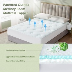 Cooling Gel Infused Queen Memory Foam Mattress Pad for Ultimate Back Pain Relief