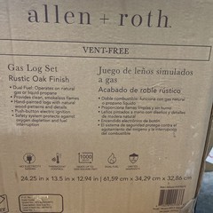 Allen + Roth 30000-BTU Natural Gas or Propane Log Set Rustic Oak Vent Free