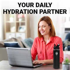 Aqua Armour Insulated Leak-proof Water Bottle W/ Straw & Twist Lids, 22 or 40oz