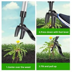 Weeder Puller Stand Up Weed Tool with Handle Garden Outdoor Root Remover Killer
