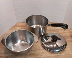 Vintage Revere Ware 1801 3 Qt Saucepan Double Boiler Insert Lid Copper Bottom 79