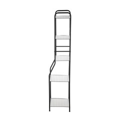 Matte Black Steel 5-Shelf Bathroom Storage Tower Unit