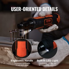 VEVOR Cordless Electric Ratchet Wrench Cordless Ratchet 3/8″ 12V 2 Batteries