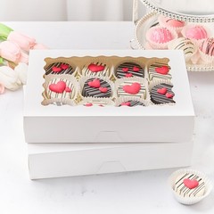 Bakery Boxes with Window, 12x8x2.5 Inches, 20 PCS, White