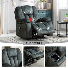 EBELLO Large Power Lift Recliner Chair with Massage, Heat, and USB for Elderly