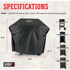 Weber Spirit 200 300 Series Gas Grill Cover 48″ Weather Resistant Heavy Duty