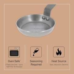 De Buyer 5612.12 Mineral B Round Carbon Steel Egg & Pancake Pan, Nonstick, 4.75″