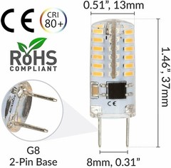 [5 Pack] LED G8 1.5W T4 20W Replacement JCD Bi-Pin Base 120V 3000K Soft White