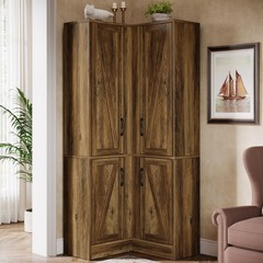 67″ Corner Pantry Cabinet Farmhouse Wooden Corner Cabinet with Storage Shelves