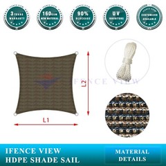 Ifenceview Brown 15’x15′-15’x48′ Rectangle Sun Shade Sail Patio Canopy Awning 48