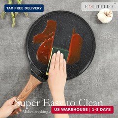 ESLITE LIFE 9.5 Inch Crepe Pan with Spreader, Nonstick Granite Coating Dosa Pan,