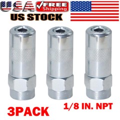 Heavy Duty 1/8 In. Npt Grease Gun Coupler Flat Nozzle (3-pack) USA