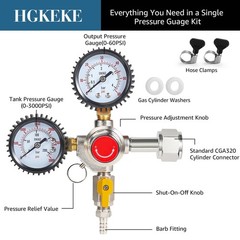 CO2 Regulator Draft Beer Regulator 60PSI Output Pressure Dual Stages Kegerato…