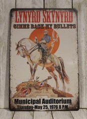 Lynyrd Skynyrd Tin Sign Live in Concert 1976 Tour Poster Vintage Rustic Style