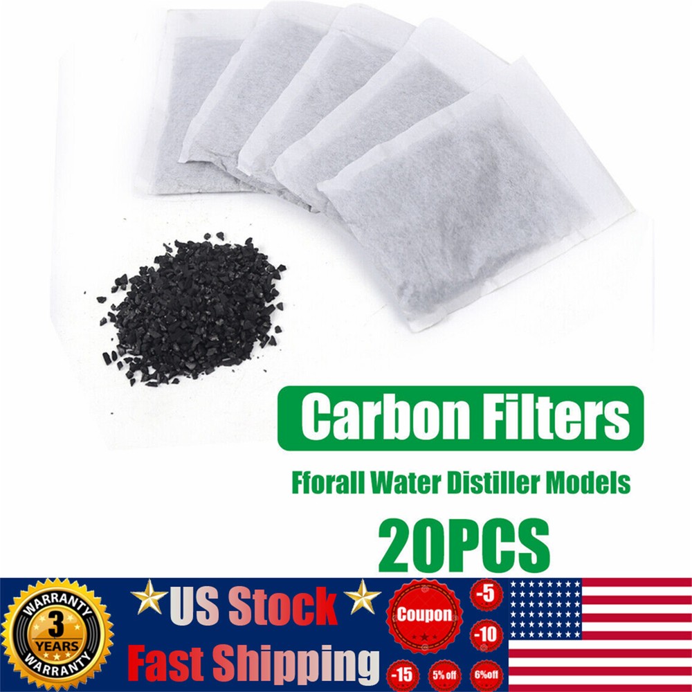 20 Packs Activated Carbon Charcoal Filters For Water Distiller Hygiene US