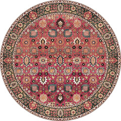 5Ft Round Vintage Area Rug Non Slip Washable Cherry Red Circle Carpet
