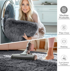 2×3 Machine Washable Small Bedside Rug, Soft Fluffy Shaggy Entryway Throw Rugs f