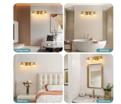 7.68 in. 3-Light Gold Bathroom Vanity Light w/ Clear Glass Shades Bulbs not incl