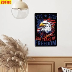 Distressed 250 Years Metal Sign 4th of July Patriotic USA Flag Bald Eagle Decor