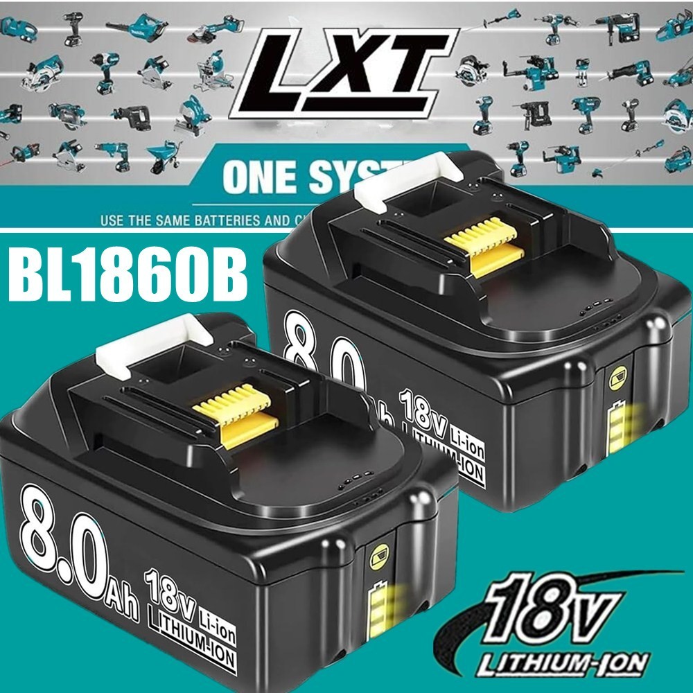 2PACK For Makita 18Volt 8.0Ah LXT Li-Ion Battery BL1860B BL1830 BL1850 / Charger