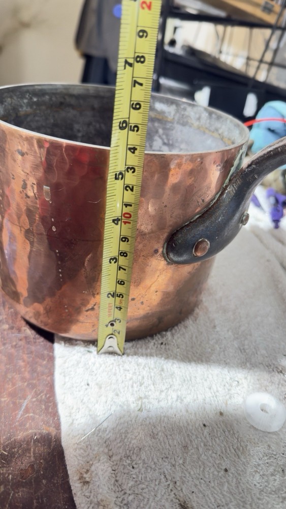 Heavy Thick 6lb French Hammered Copper Pot