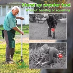 Weeder Puller Stand Up Weed Tool with Handle Garden Outdoor Root Remover Killer