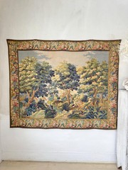 5.8ftx4.6ft Tapestry French Woven Pastoral Landscape Wall Hanging Wall Art Verd