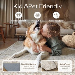 3×5 Machine Washable Area Rugs Vintage Grey – Neutral Non Slip Stain Resistan…