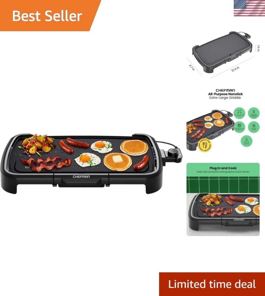 XL Electric Griddle with Removable Temperature Control, Immersible Flat Top G…