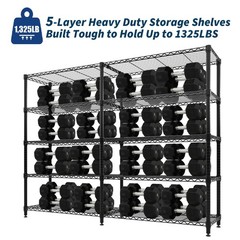 Metal Storage Shelves 5-Tier, Heavy Duty Wire Rack Shelving Unit, Adjustable