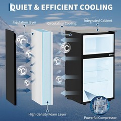 3.1 Cu.ft 2-Door Mini Fridge with Freezer, Compact Stainless Steel Refrigerator