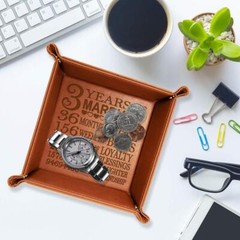 3 Years Of Marriage Engraved Leather Catchall Valet Tray Our 3rd Wedding Anniver