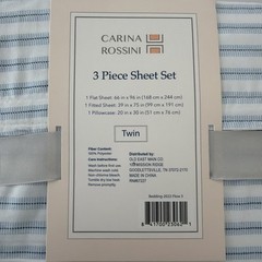3 Piece Twin Size Bed Sheet Set Pin Stripe Pattern Ultra Soft Easy Care