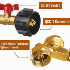 1Lb To 20Lb Tank Propane Refill Adapter Kit With Gauge And ON-Off Control Valve