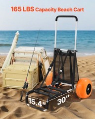 VEVOR Beach Sand Cart Beach Wagon for Sand 12 in Foam Wheels Beach Gardening