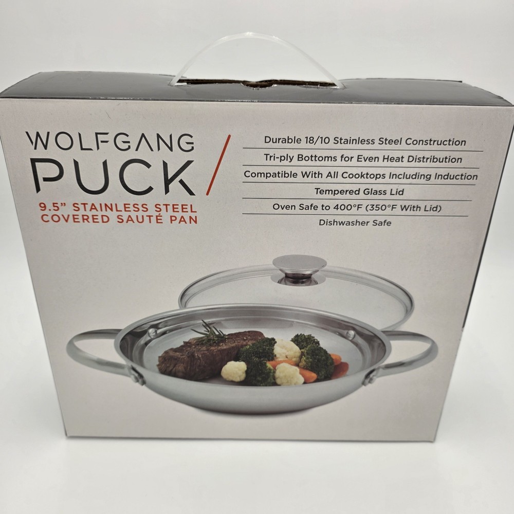 SEALED BOX – Wolfgang Puck 9.5 in. Covered Sauté Pan • 18/10 Stainless Steel New