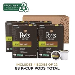 Peet’s Coffee House Blend Decaf Dark Roast Coffee K-Cup Pods, 88 Count.