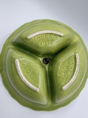 Vintage 60’s Lane & Co. California Chartreuse Green Divided Candy Nut Dish Bowl
