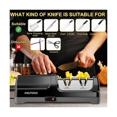 Enutogo Knife Sharpener, Professional 2-Stages Eleltric Knife Sharpeners with…