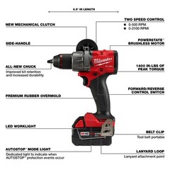 Milwaukee 2904-22 M18 FUEL 1/2″ Hammer Drill/Driver Kit