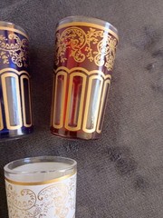 Vintage Moroccan Tea Glasses Set of 6 Assorted Colors Unbranded. New in Box