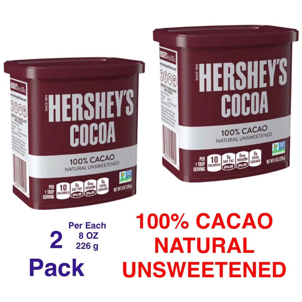 2 pack, HERSHEY’S Natural Unsweetened Cocoa Powder, TOTAL 16 OZ, 452 g, HERSHEYS